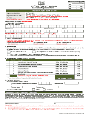 AFPCM AWPCM CFP Certification Exam Registration Form