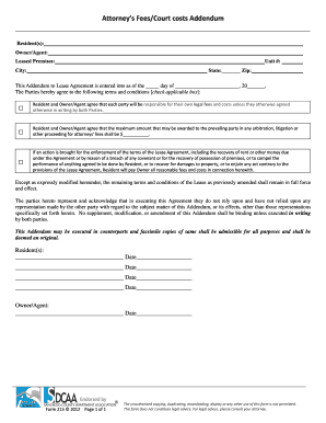 Attorney's Fees Court Costs Addendum