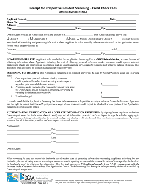 California Resident Screening Fee Receipt