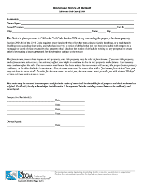 California Notice of Default Disclosure