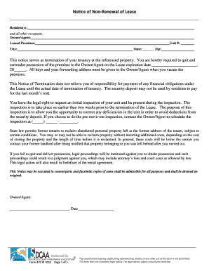 Notice of Non-Renewal of Lease