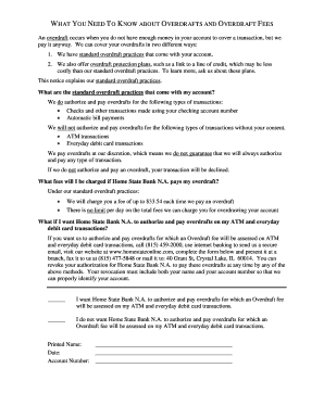 Home State Bank Overdraft Authorization Form