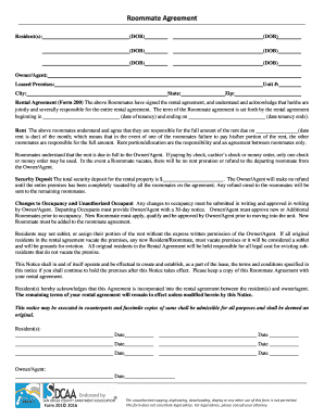 Sample roommate agreement - 201 Roommate Agreement - San Diego County Apartment