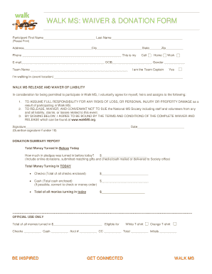 Walk MS Waiver and Donation Form