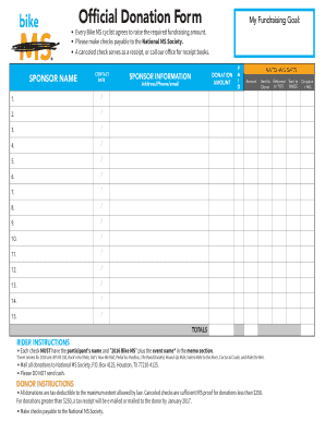 Bike MS Donation Form