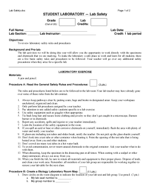 Student Laboratory Safety Form