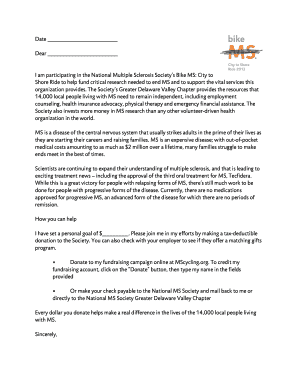 Bike MS Fundraising Letter Template