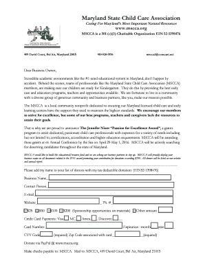 Get Donation Letter - Maryland State Childcare Association - mscca