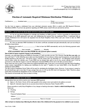 Election of Automatic Required Minimum Distribution Withdrawal