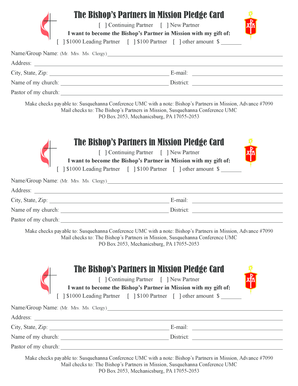 Bishop's Partners in Mission Pledge Card