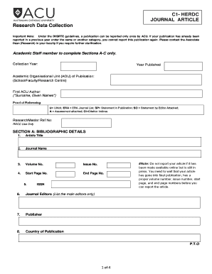 HERDC Journal Article Research Data Collection Form