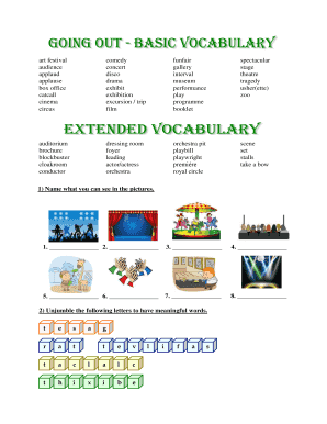 Theatre and Arts Vocabulary Worksheet