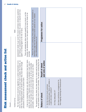 Church Health and Safety Risk Assessment Form