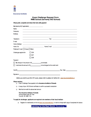Exam Challenge Request Form