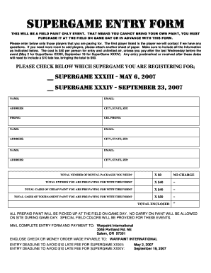 SuperGame Paintball Registration Form