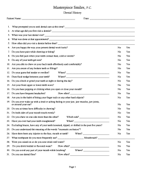 Dental History Form