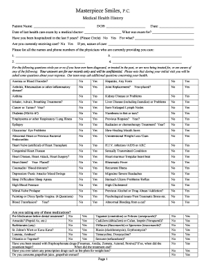 Medical Health History Form