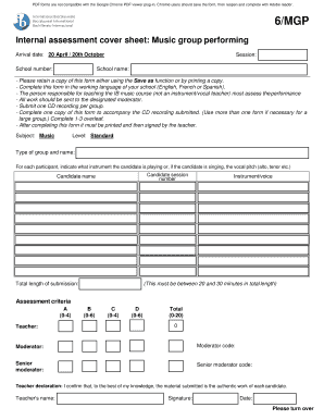 IB Music Group Performance Assessment Form