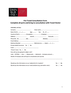 Pre-Travel Consultation Form