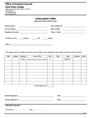 Stark State College Enrollment Form