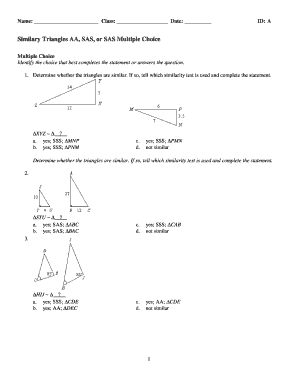 Similarity Triangles Multiple Choice Test