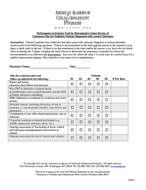 Pediatric Anxiety Treatment Plan Review Form
