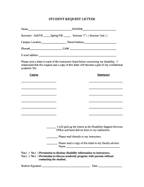 Student Request Letter for Disability Accommodation