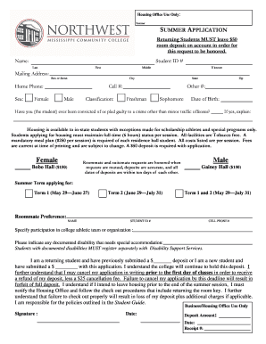 Summer Housing Application Form