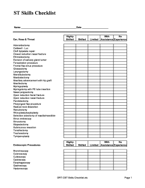 ORT-CST Skills Checklist