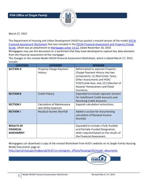 Model HECM Financial Assessment Worksheet