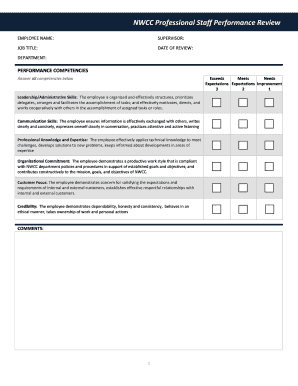 NWCC Professional Staff Performance Review