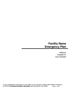 Facility Name Emergency Plan Template