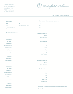 Wisconsin Residential Lease Application