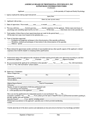 Supervisor Confirmation Form