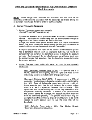 IRS OVDI Co-Ownership of Offshore Bank Accounts