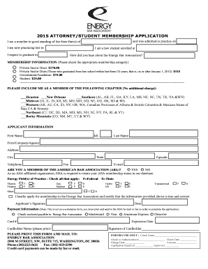 Energy Bar Association Membership Application