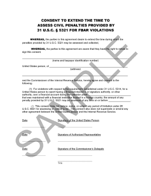 Consent to Extend FBAR Penalty Assessment Time