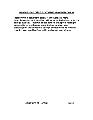Senior Parents Recommendation Form