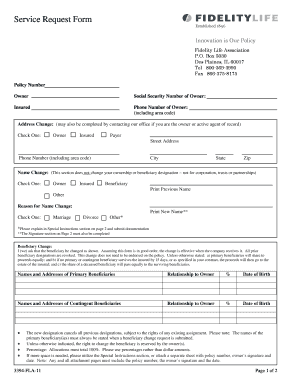 Fidelity Life Association Service Request Form