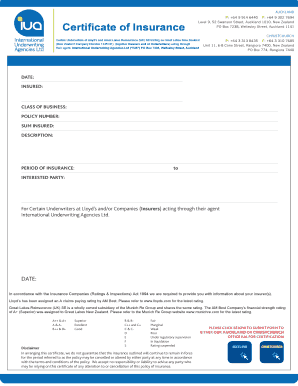Certificate of Insurance
