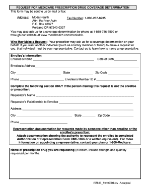 Medicare Prescription Drug Coverage Determination Form