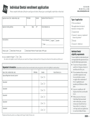 Oregon Individual Dental Enrollment Application