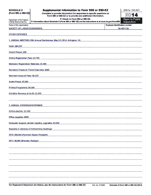 Schedule O for Form 990 or 990-EZ