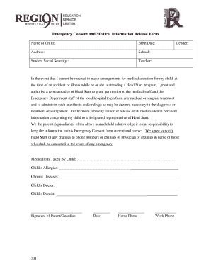 Emergency Consent and Medical Information Release Form