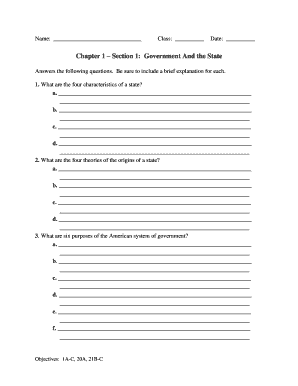 Government and the State Worksheet