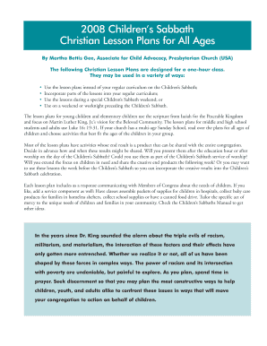 Children's Sabbath Lesson Plans
