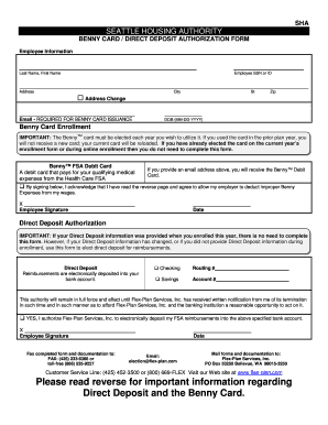 Seattle Housing Authority Benny Card Authorization