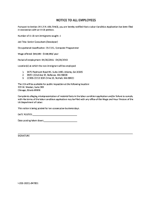 H-1B Labor Condition Application Notice