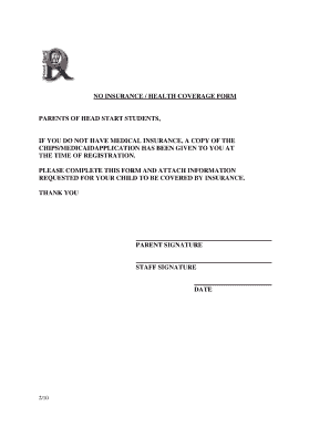 No Insurance Health Coverage Form