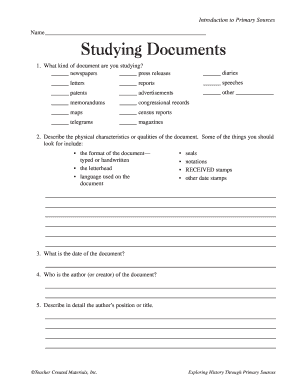 Primary Source Document Analysis Worksheet